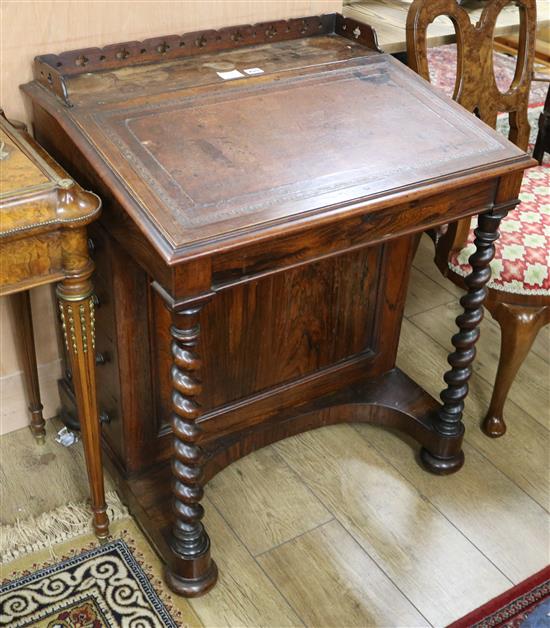 A Victorian rosewood Davenport W.70cm